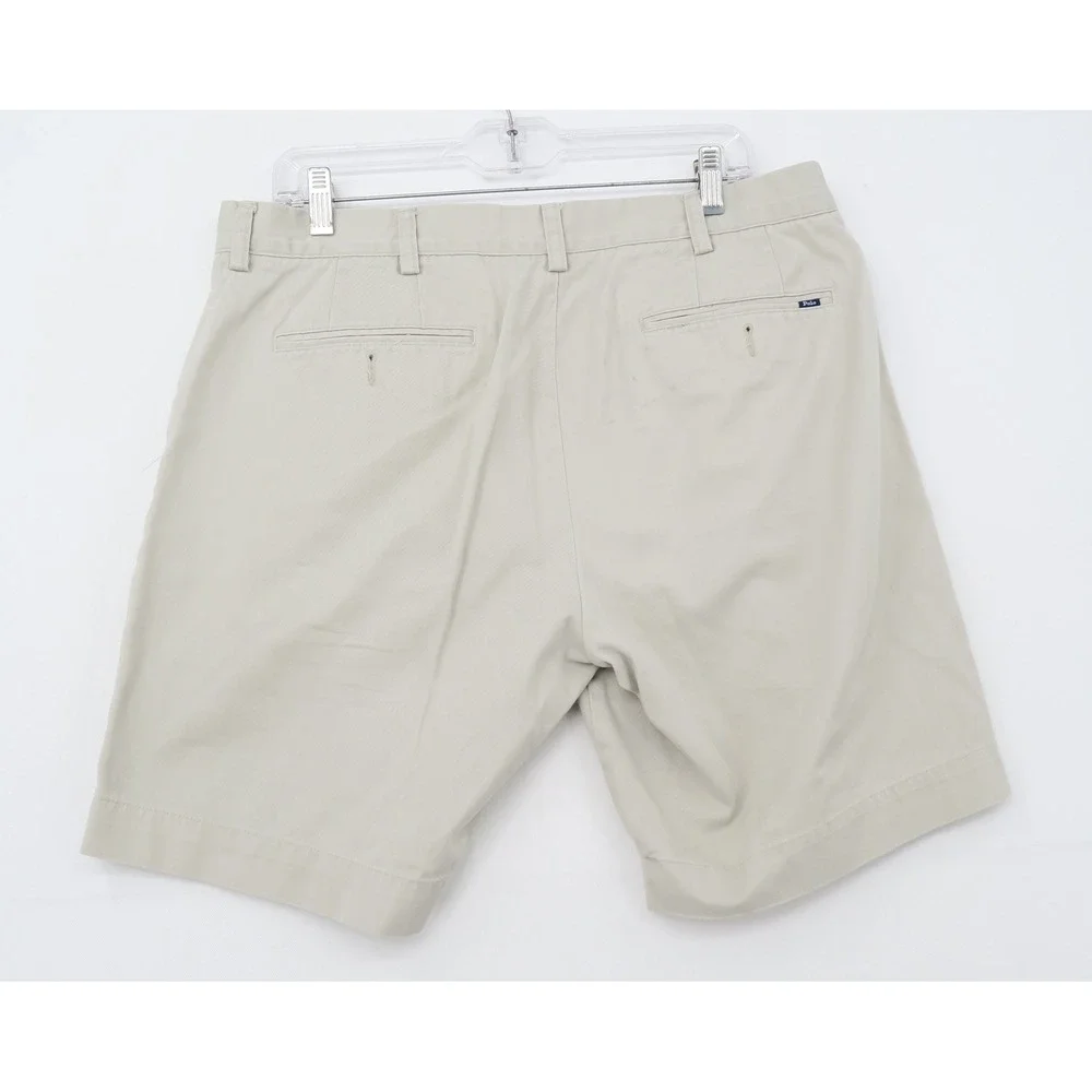 Polo‎ Ralph Lauren Mens Khaki Chino Shorts Size 36 Tan Cotton Twill Flat Front